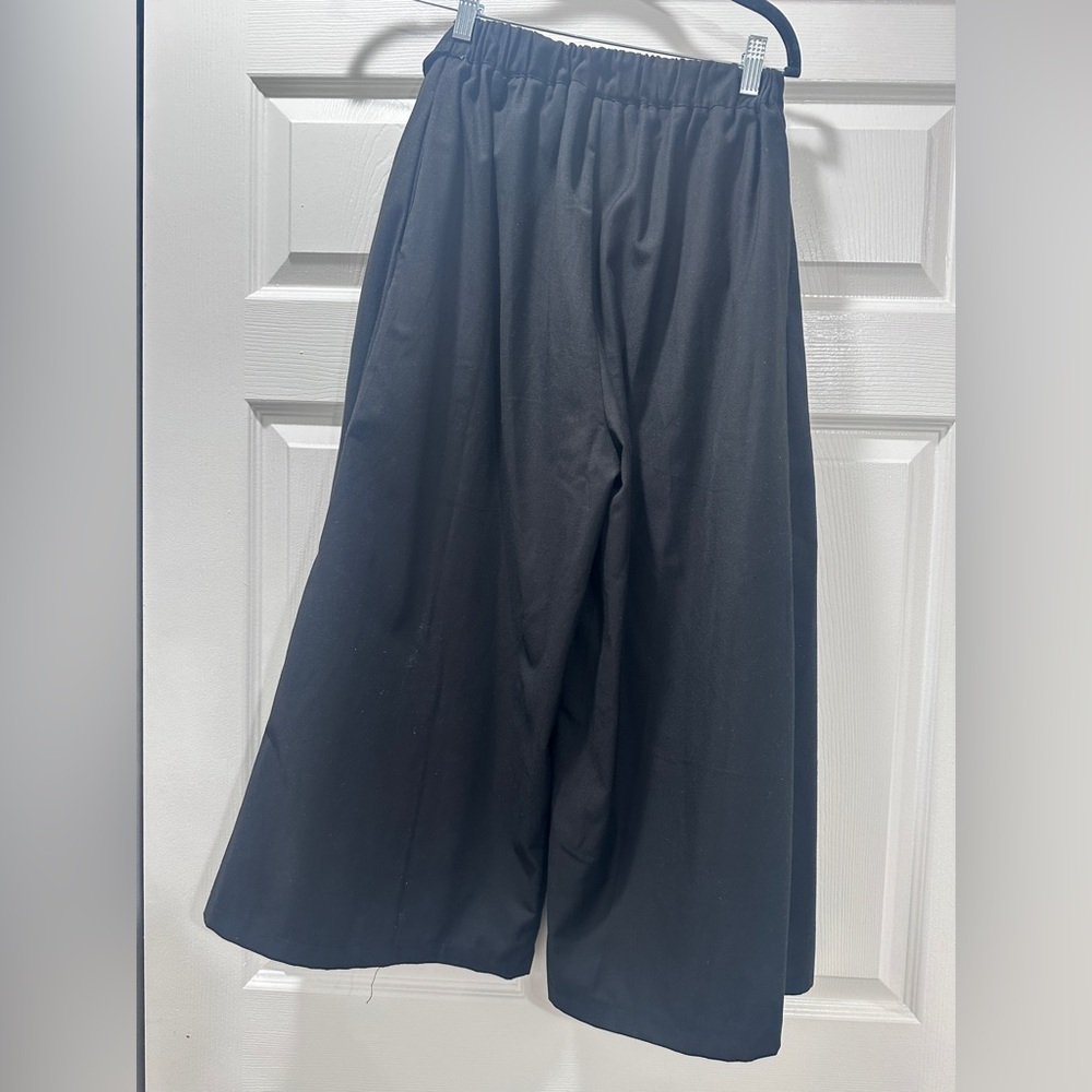 Black Wide-Leg Pants with skirt wrap in front - Picture 3 of 4